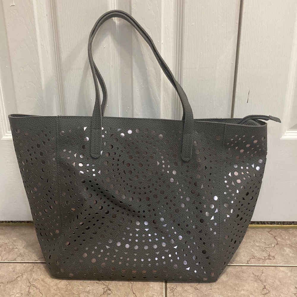 Charcoal Gray Mandala Tote Bag
